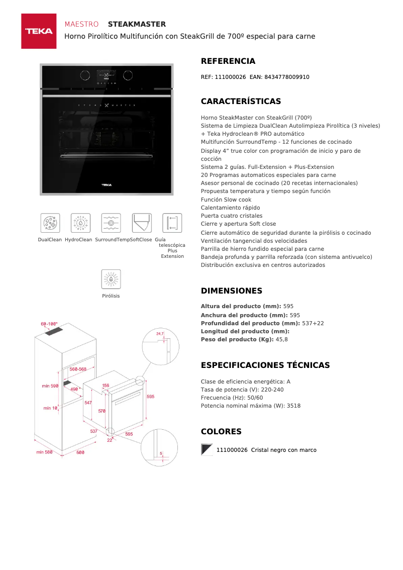 Página 1 del manual Etiqueta energética Teka SteakMaster