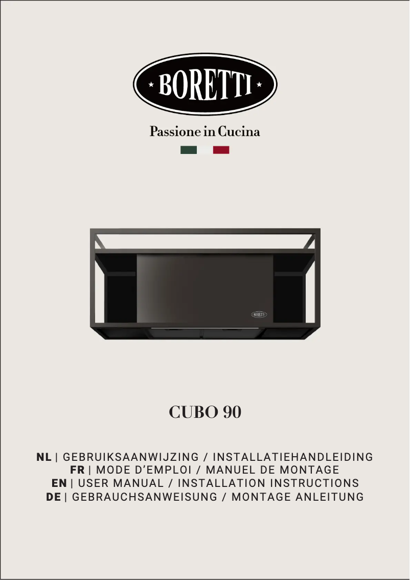 Page 1 de la notice Manuel utilisateur Boretti Milano CUBO90