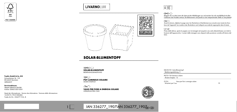 Page 1 de la notice Manuel utilisateur Livarno Lux IAN 336277