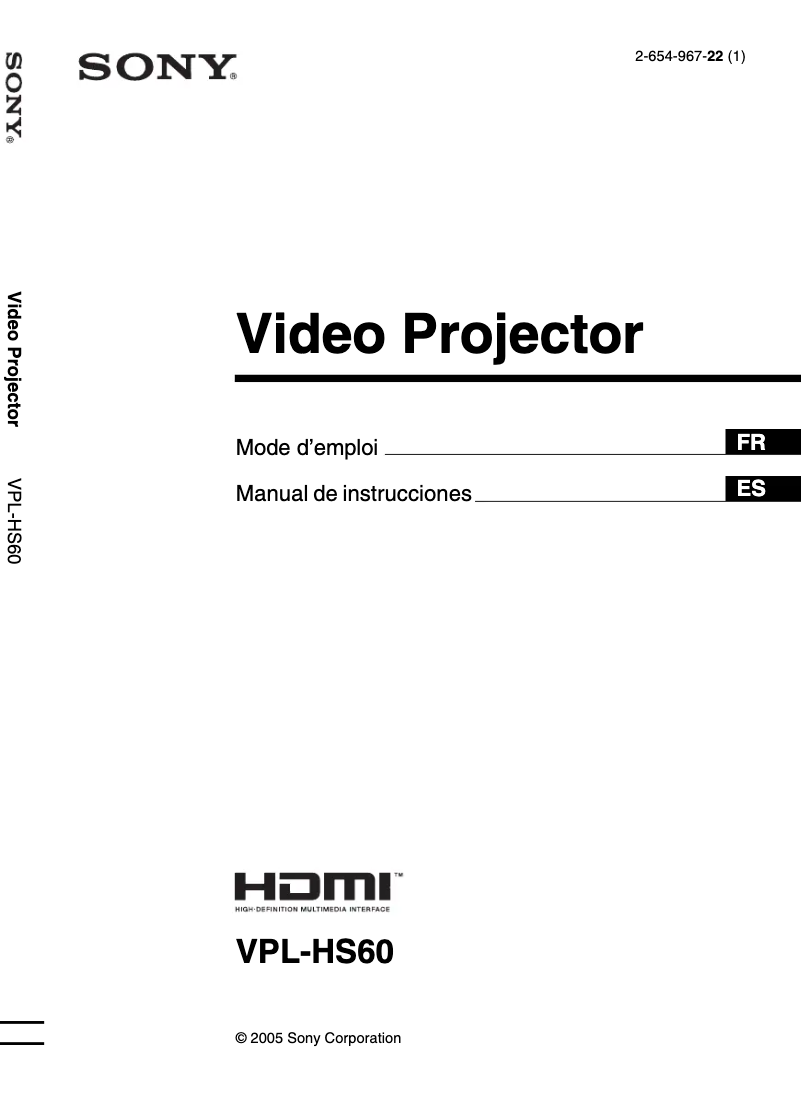 Page n°1 - Manuel utilisateur Sony VPL-HS60
