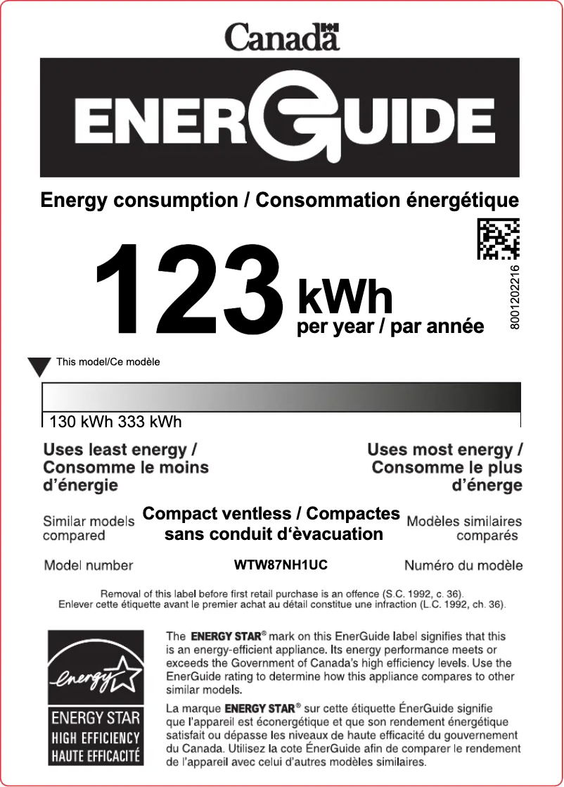 Página 1 del manual Etiqueta energética Bosch WTW87NH1UC