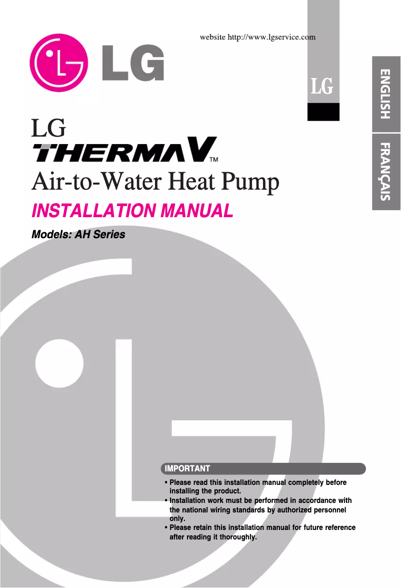 Page 1 de la notice Manuel utilisateur LG Therma V H09SNE