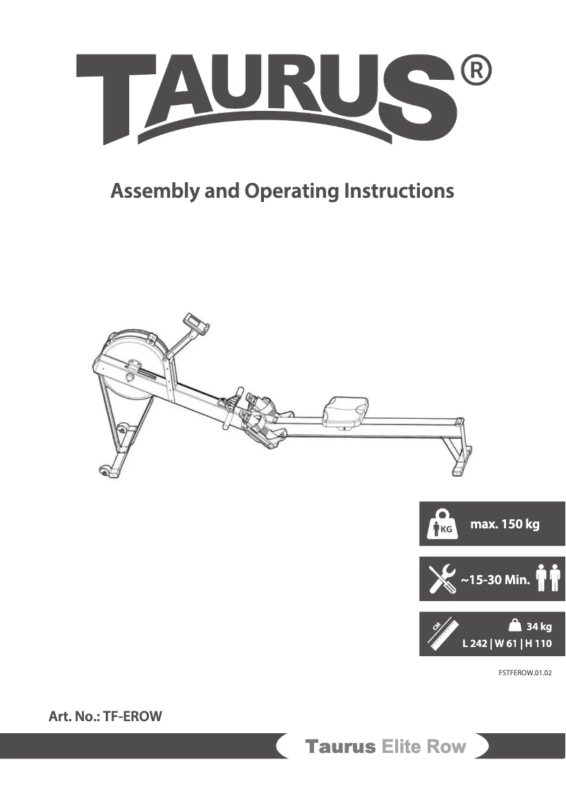 Page 1 de la notice Manuel utilisateur Taurus Elite Row