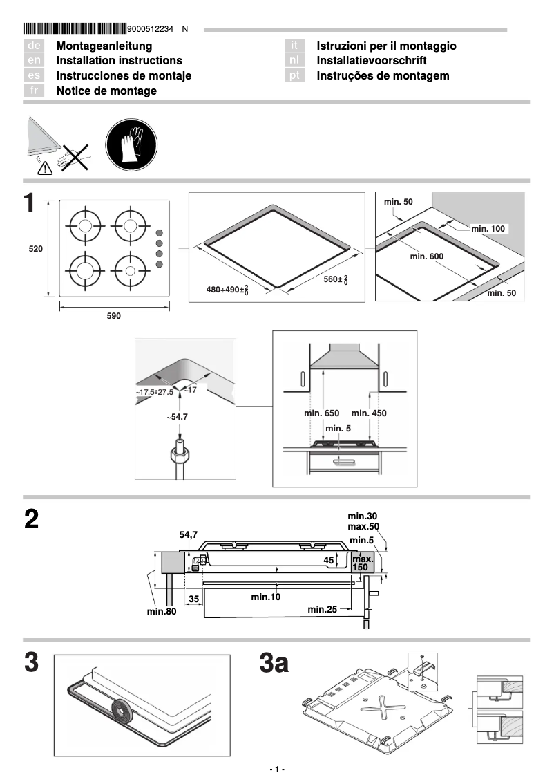 Page n°1 - Guide d'installation Bosch POP616B10E