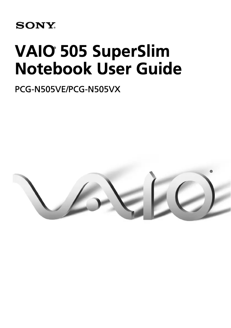 Page n°1 - Manuel utilisateur Sony Vaio PCG-N505VX