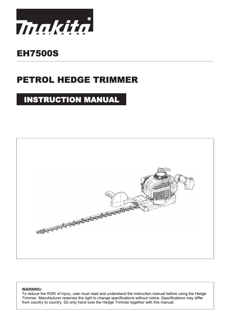 Page 1 de la notice Manuel utilisateur Makita EH7500S