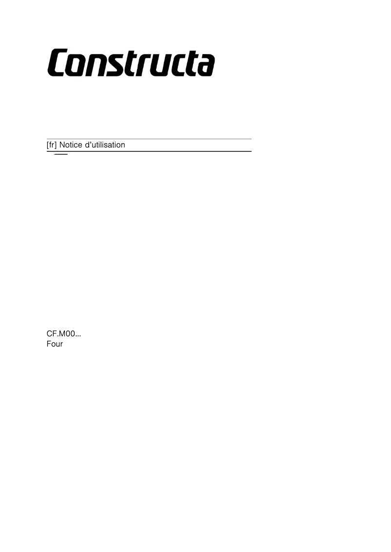 Page n°1 - Manuel utilisateur Constructa CF7M00250