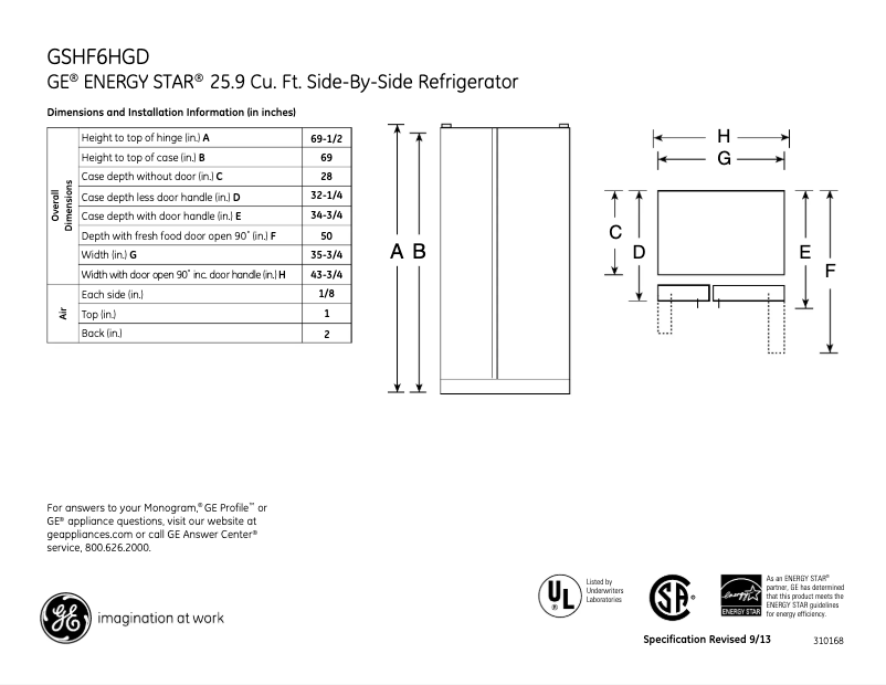 Image de la première page du manuel de l'appareil GSHF6HGDCC