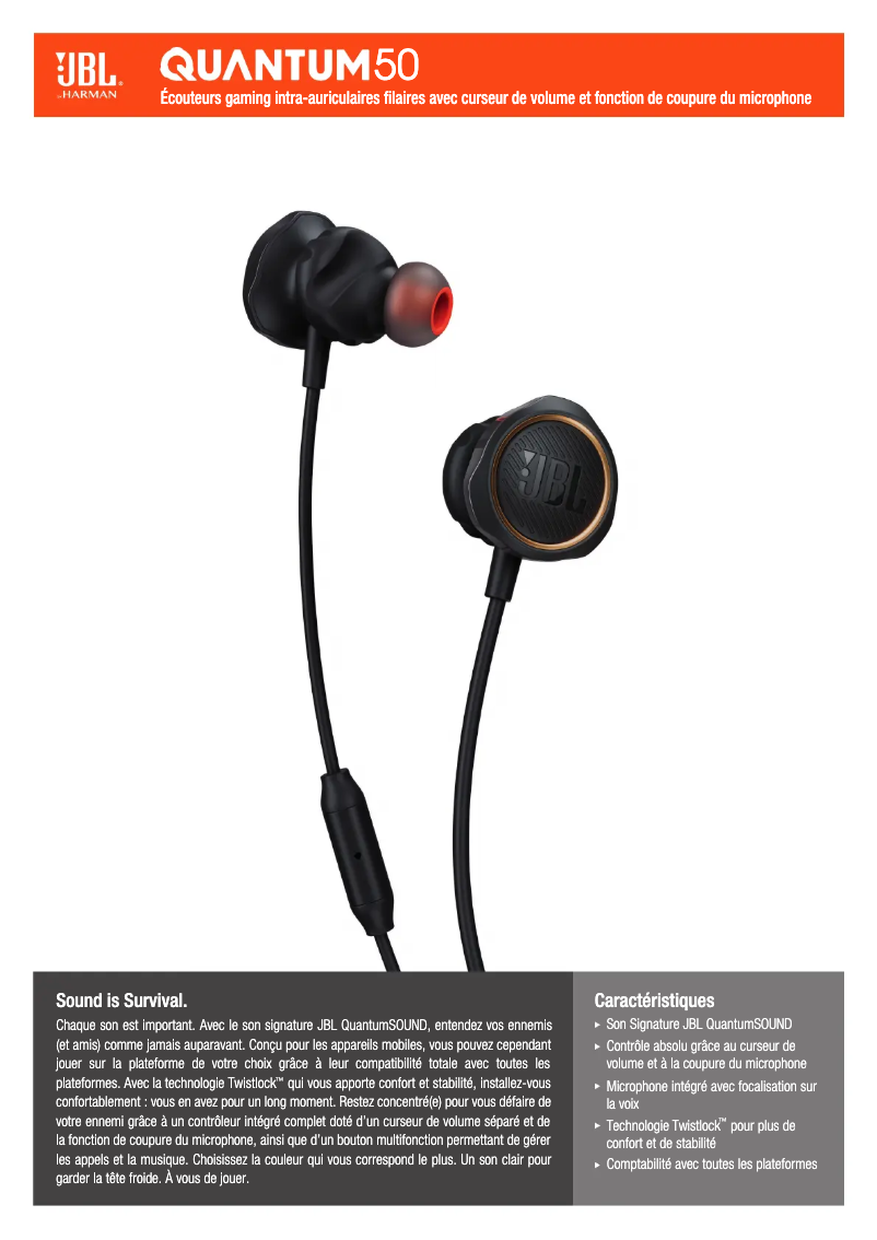 Page n°1 - Fiche technique JBL Quantum 50