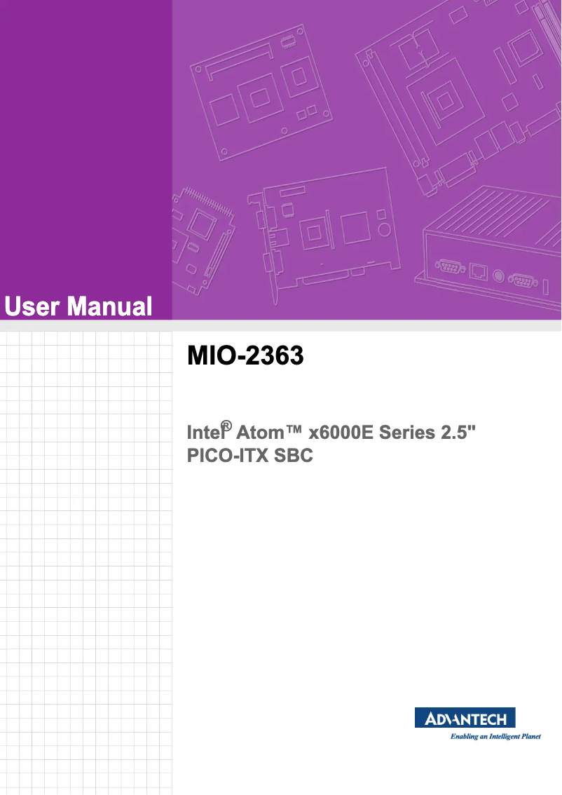 Página 1 del manual Manual de usuario Advantech MIO-2363AW-P1A1