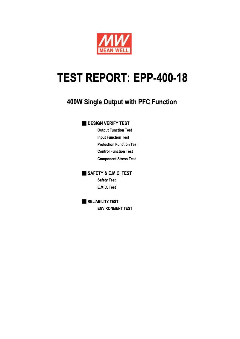 Page 1 de la notice Fiche technique Mean Well EPP-400-18