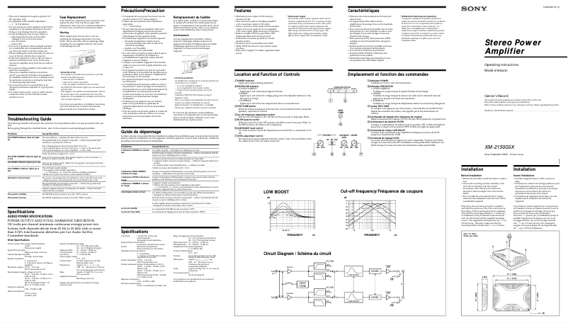 Page n°1 - Manuel utilisateur Sony XM-2150GSX