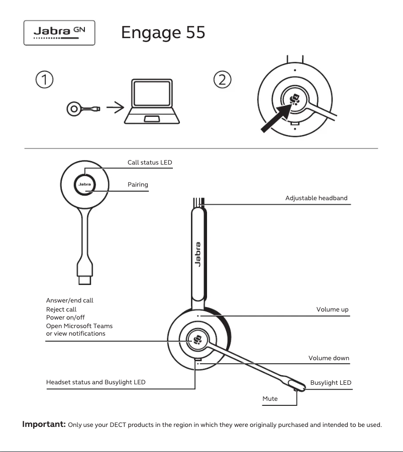 Página 1 del manual Guía de inicio rápido Jabra Engage 55