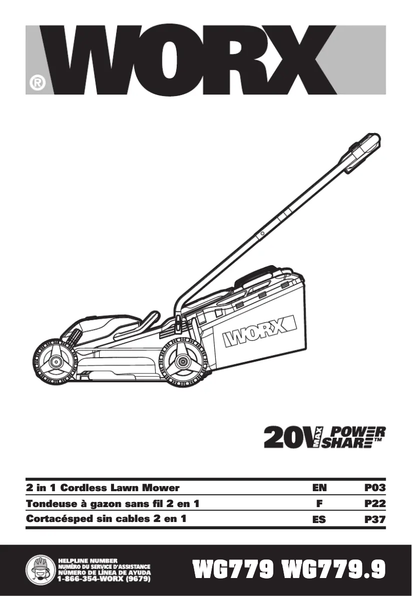 Page n°1 - Manuel utilisateur Worx WG779.9