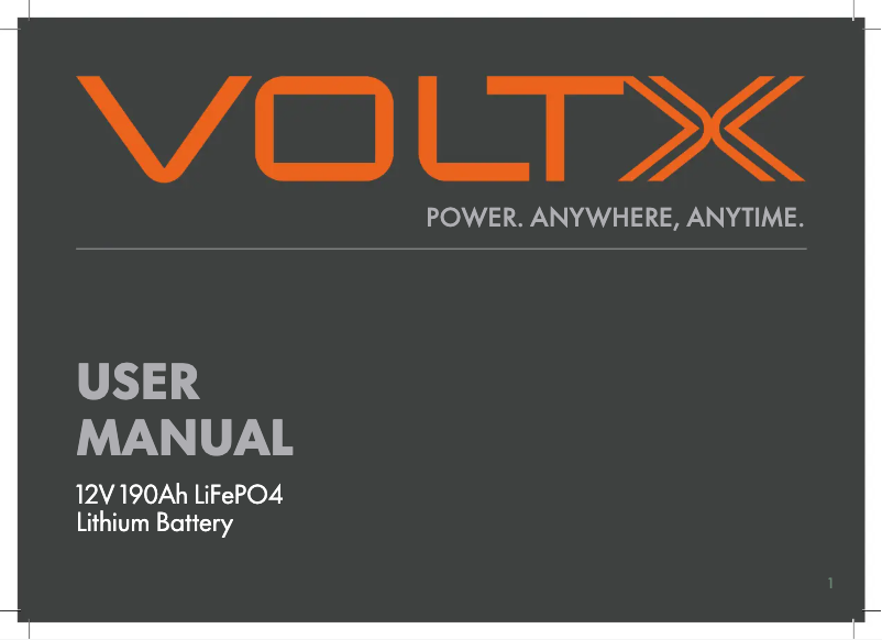 Page n°1 - Manuel utilisateur VoltX LiFePO4