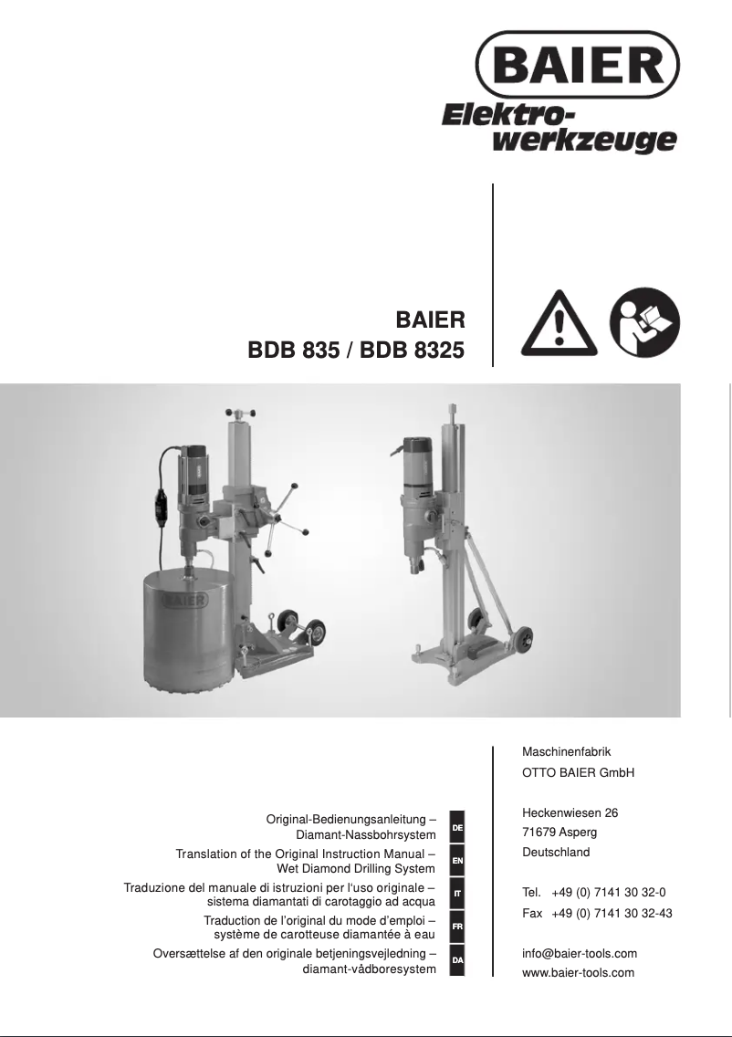 Page n°1 - Manuel utilisateur Baier BDB 8325