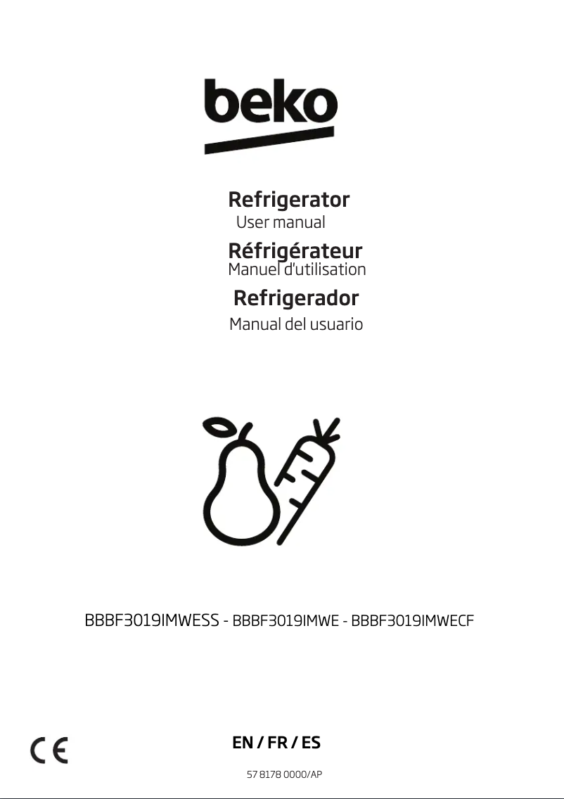 Page 1 de la notice Manuel utilisateur Beko BBBF3019IMWECF