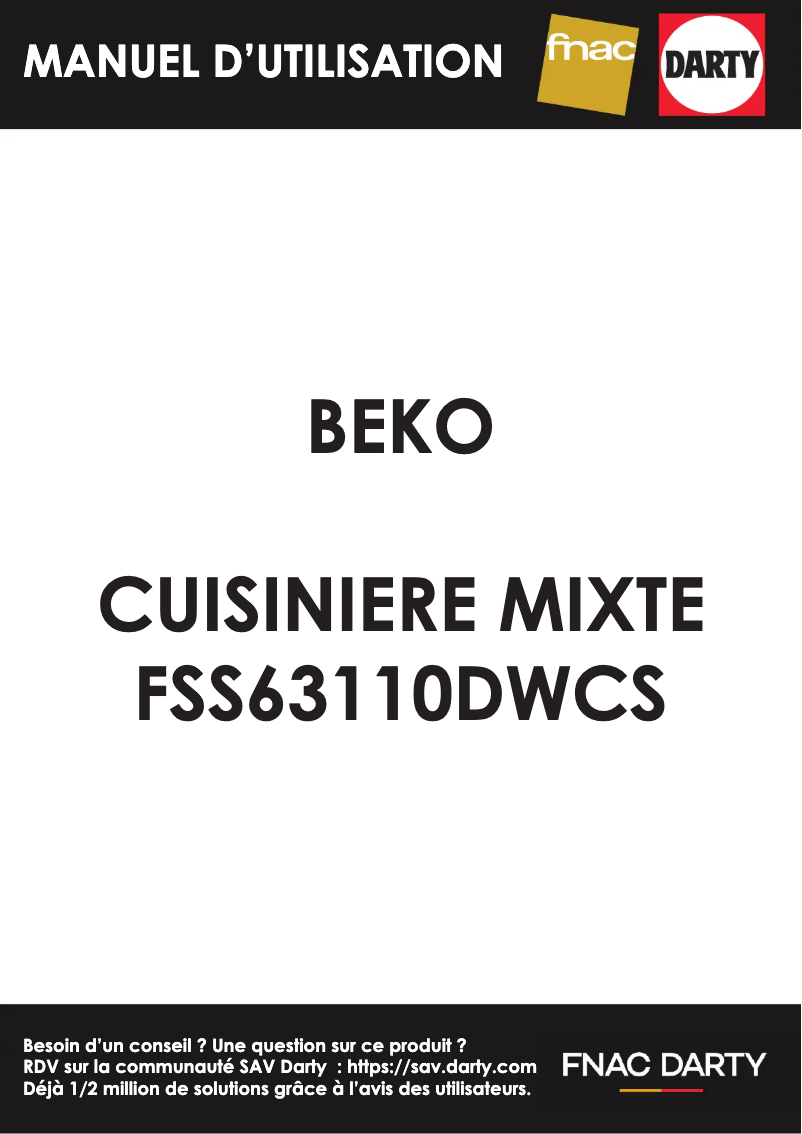 Page 1 de la notice Manuel utilisateur Beko FSS 63110 DWCS