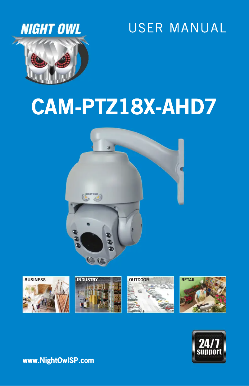 Page n°1 - Manuel utilisateur Night Owl CAM-PTZ18X-AHD7