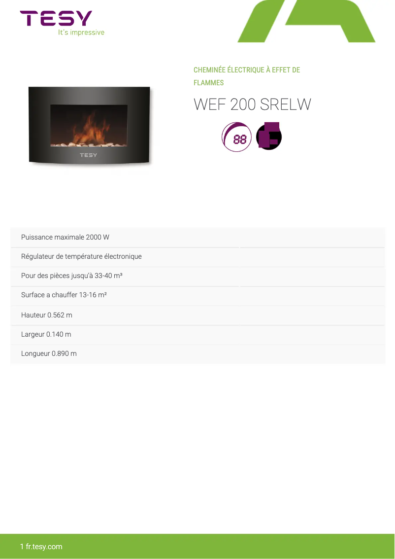 Page 1 de la notice Manuel utilisateur Tesy WEF 200 SRELW