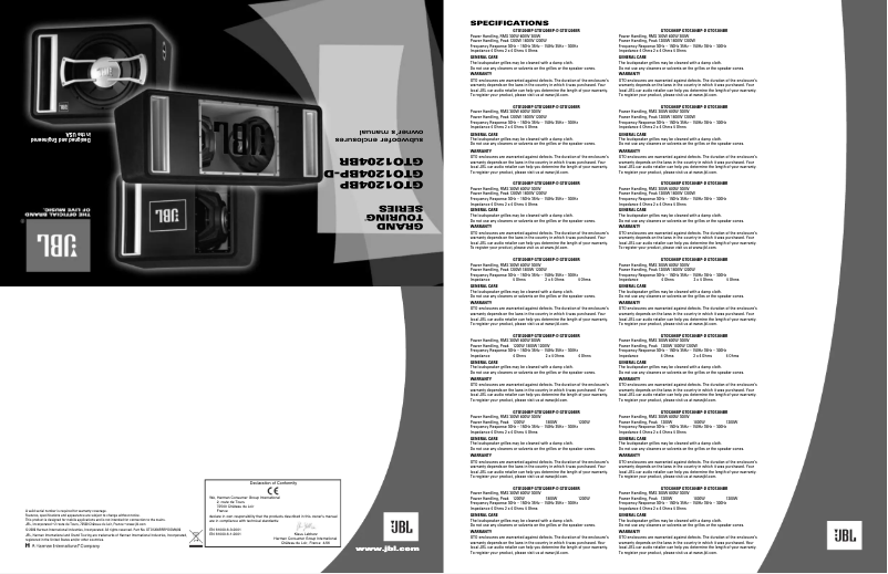 Image de la première page du manuel de l'appareil Grand Touring GTO1204BP