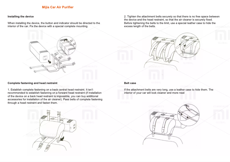 Page 1 de la notice Manuel utilisateur Xiaomi MiJia Car Air Purifier