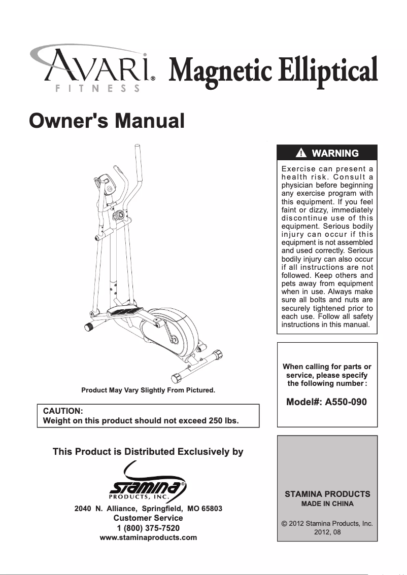 Page n°1 - Manuel utilisateur Stamina Avari E090
