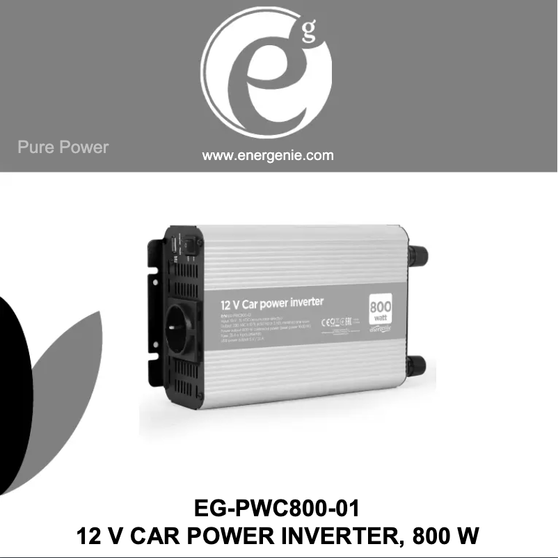 Image de la première page du manuel de l'appareil EG-PWC800-01