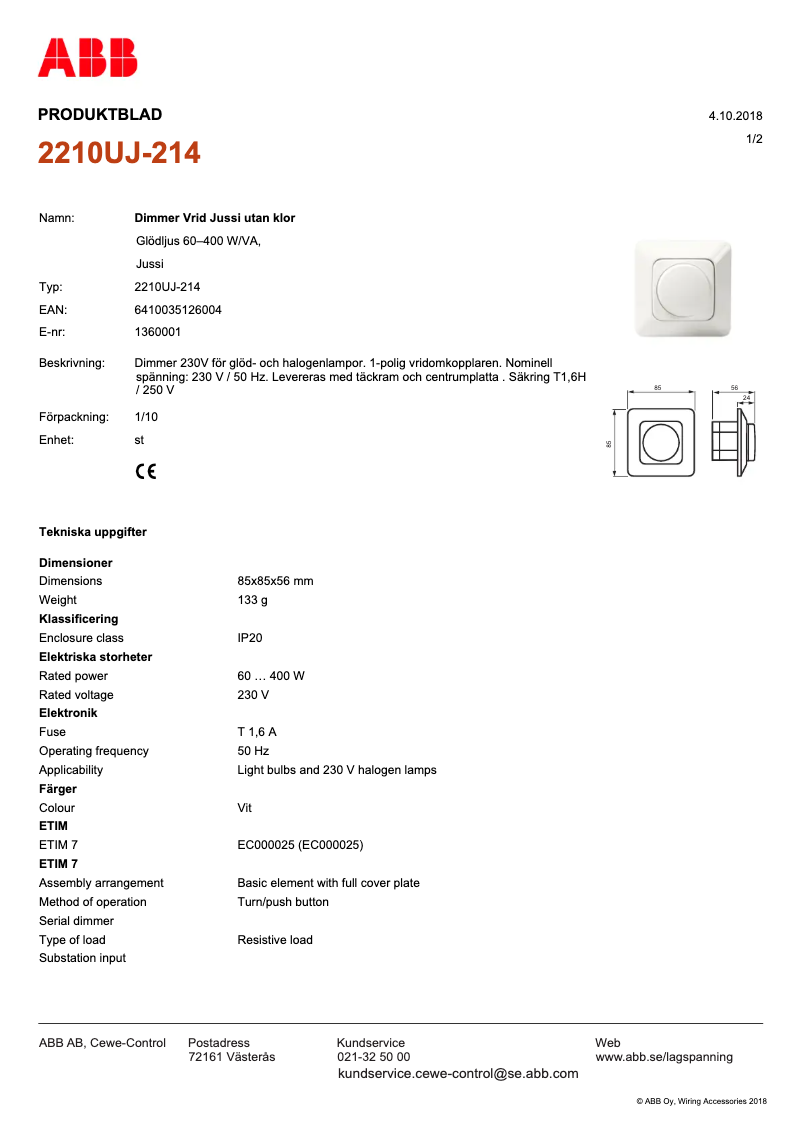 Página 1 del manual Manual de usuario ABB 2210UJ-214