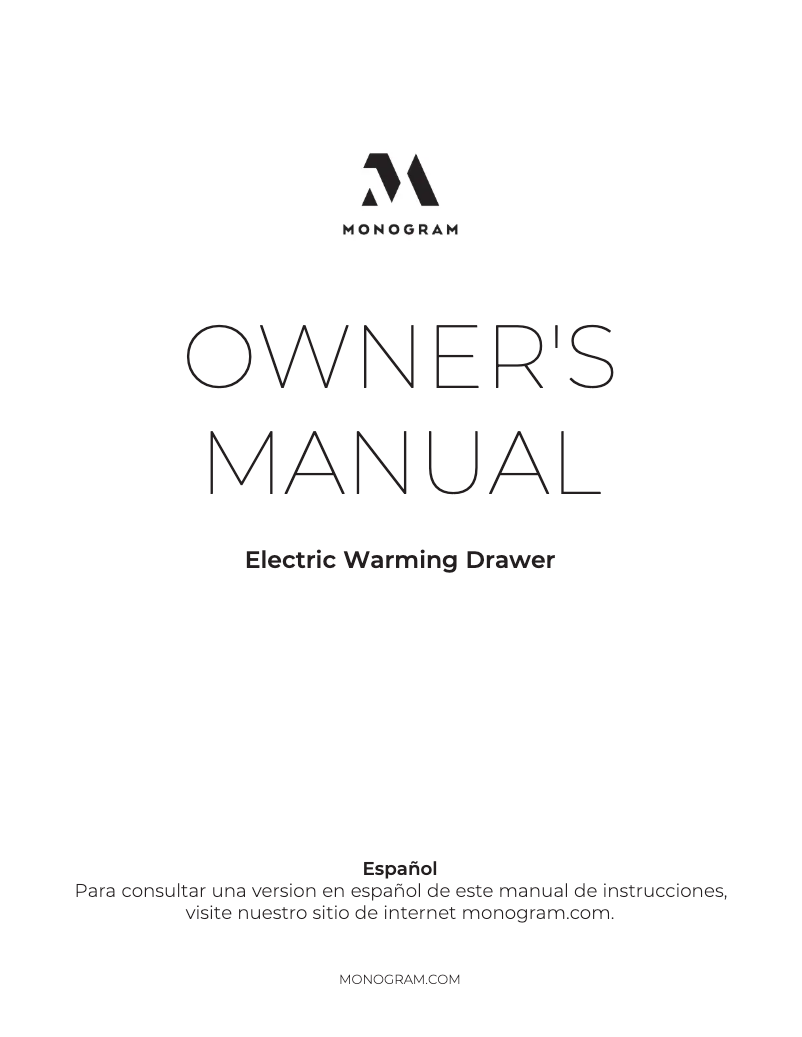 Page n°1 - Manuel d'utilisation et d'entretien Monogram ZTW900PSNSS
