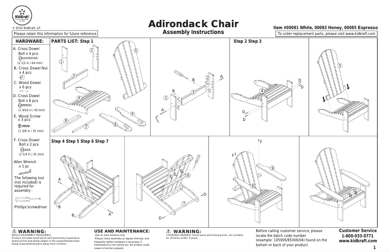 Página 1 del manual Manual de usuario KidKraft 00083