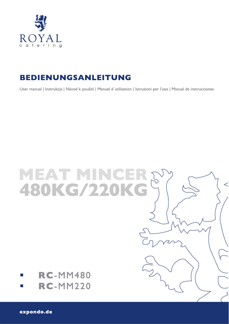Page n°1 - Manuel utilisateur Royal Catering RC-MM220