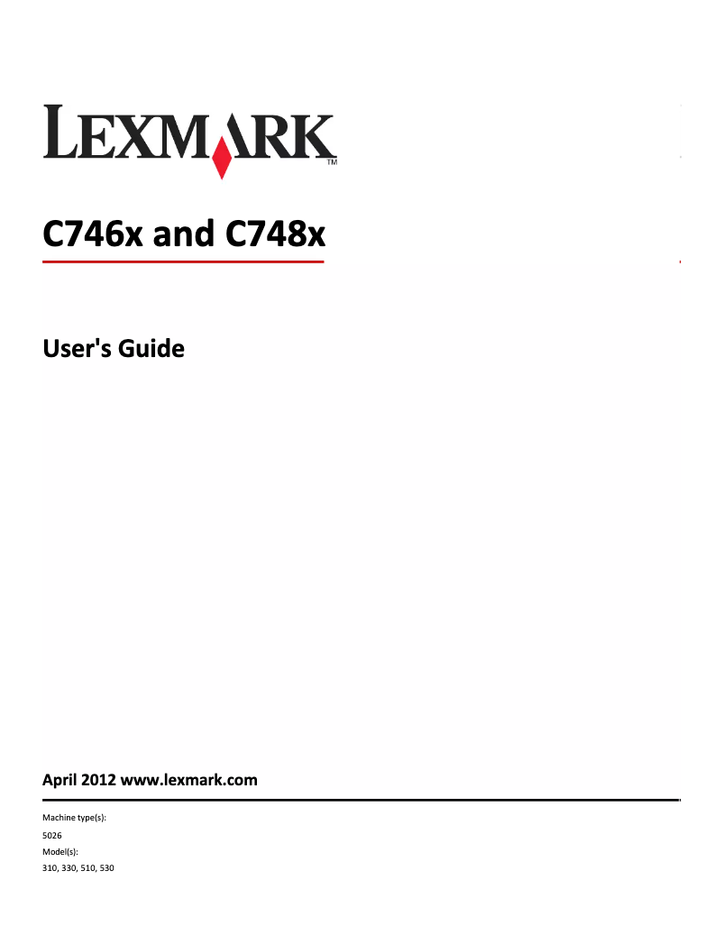 Page 1 de la notice Manuel utilisateur Lexmark C748e