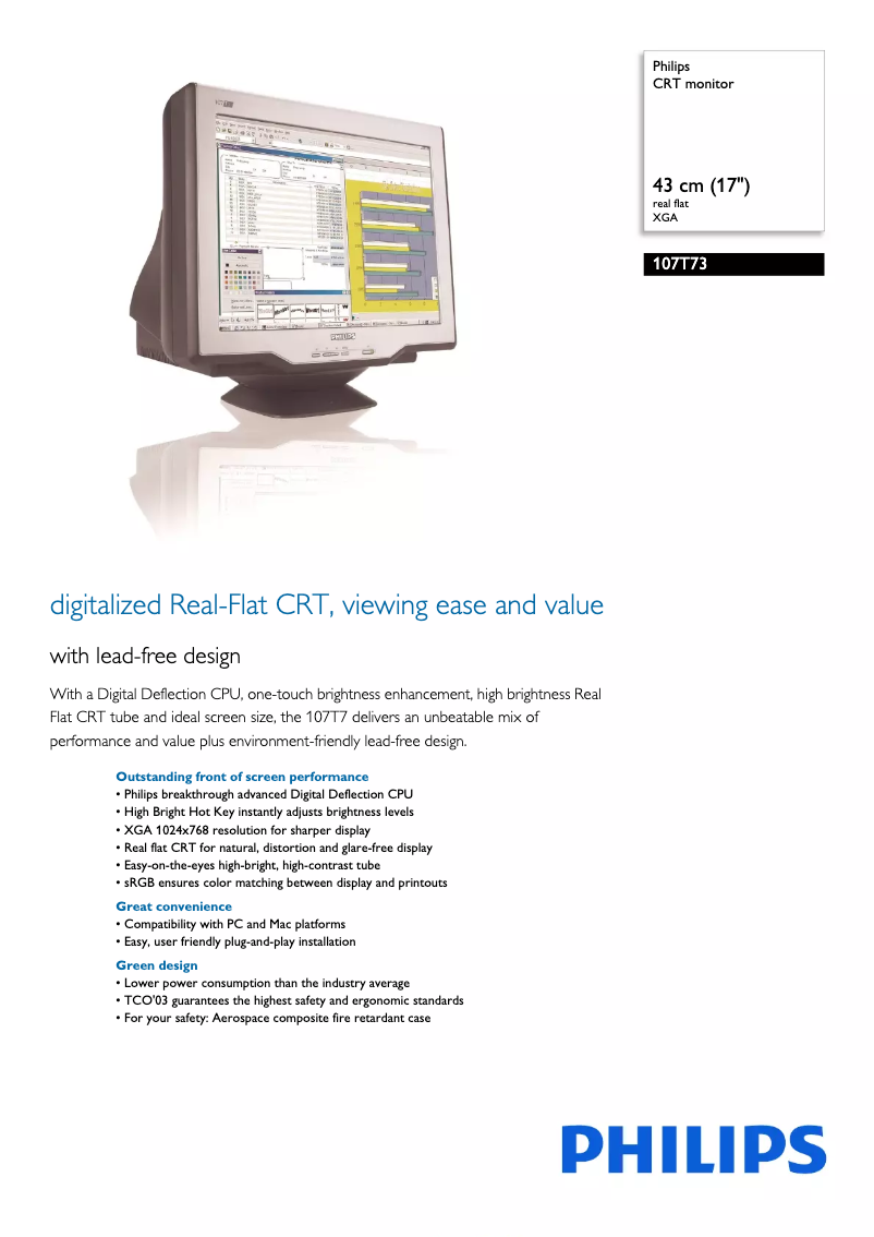 Page 1 of the manual Brochure Philips 105G7