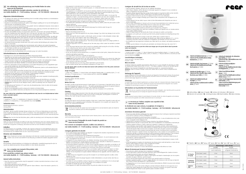 Page n°1 - Manuel utilisateur Reer TurboFood 33050
