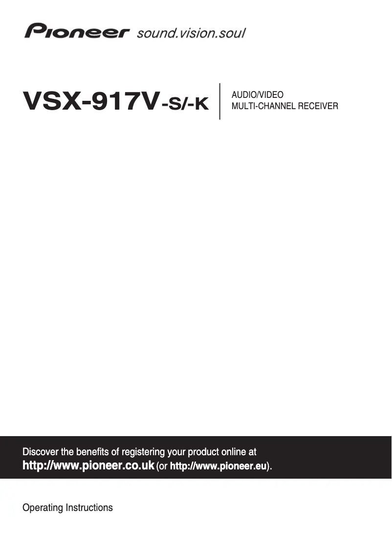 Page n°1 - Manuel utilisateur Pioneer VSX-917V-S
