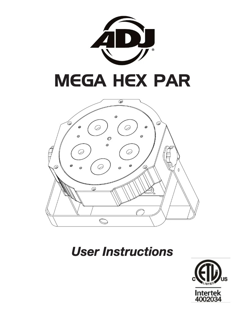 Page 1 de la notice Manuel utilisateur Adj Mega Hex Par