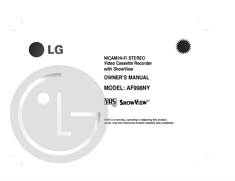 Image de la première page du manuel de l'appareil AF998NY