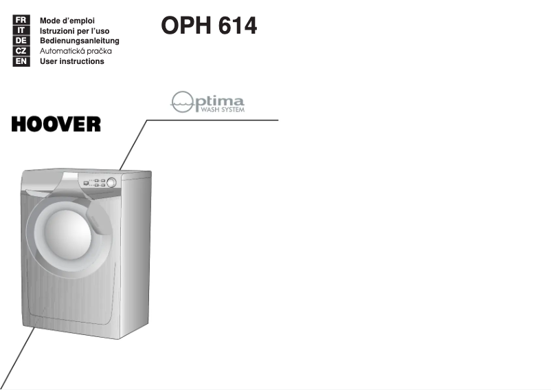 Page 1 de la notice Manuel utilisateur Hoover OPH 614-86S