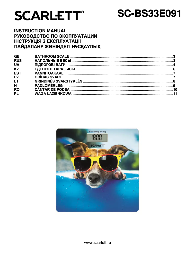 Page 1 de la notice Manuel utilisateur Scarlett SC-BS33E091