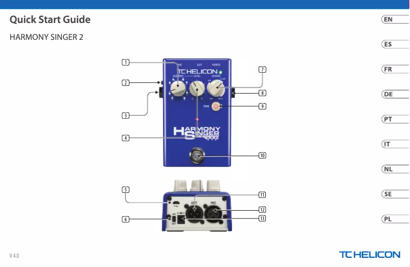 Page n°1 - Guide de démarrage rapide TC Helicon Harmony Singer 2