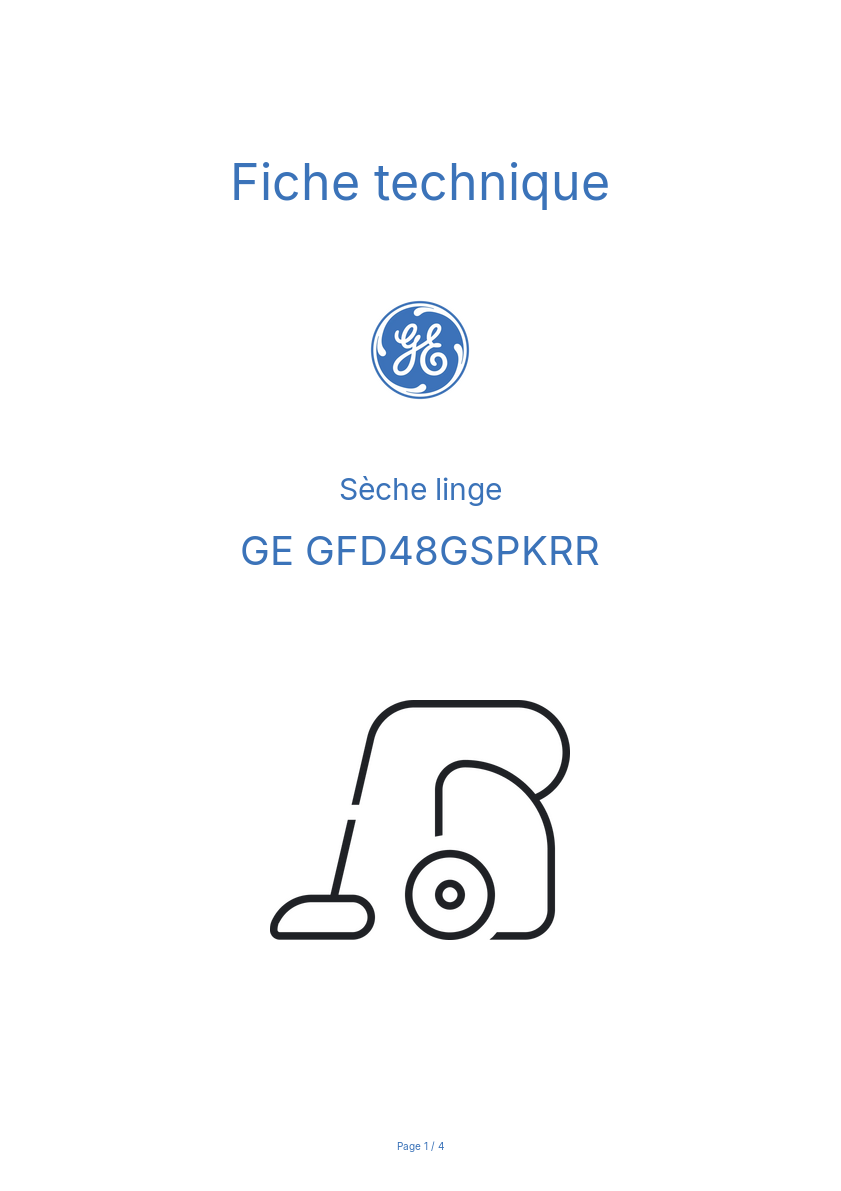 Page n°1 - Fiche technique GE GFD48GSPKRR