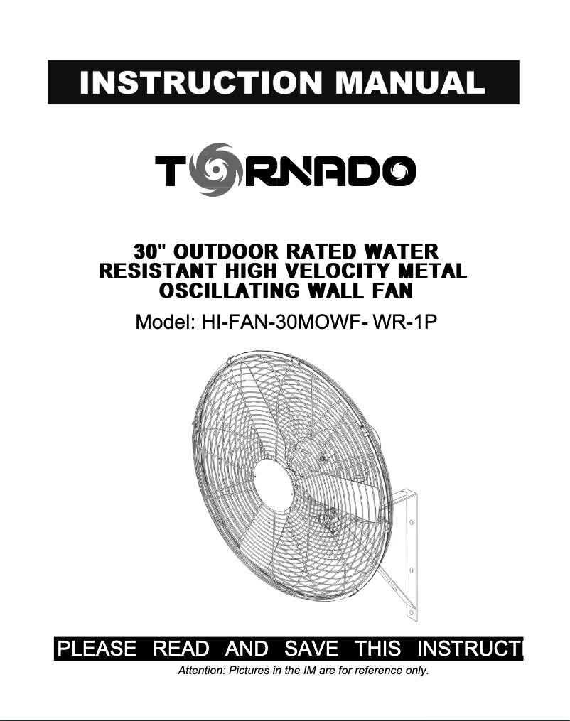 Page 1 de la notice Manuel utilisateur Tornado HI-FAN-30MOWF-WR-1P
