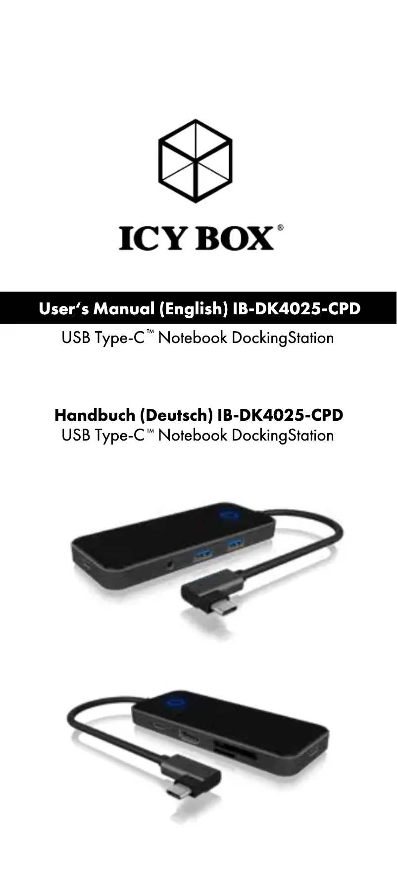 Página 1 del manual Manual de usuario Icy Box IB-DK4025-CPD