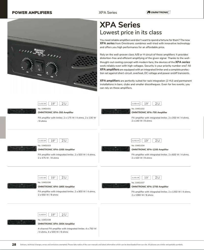 Página 1 del manual Catálogo Omnitronic XPA-700