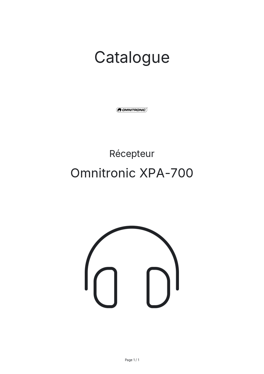 Image de la première page du manuel de l'appareil XPA-700