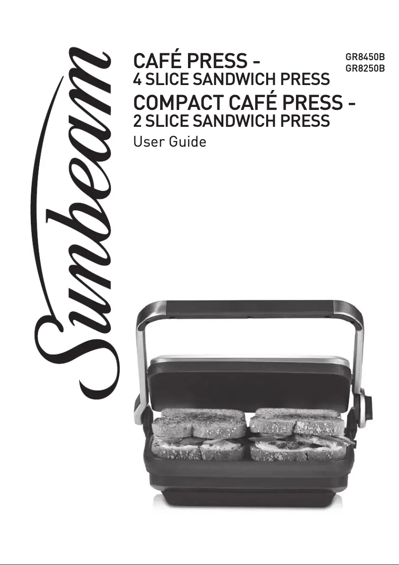 Page 1 de la notice Manuel utilisateur Sunbeam Café Press GR8450