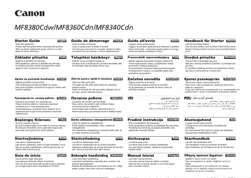Image de la première page du manuel de l'appareil i-SENSYS MF8360Cdn