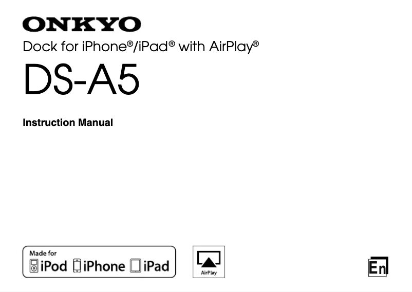 Page n°1 - Manuel utilisateur Onkyo DSA5