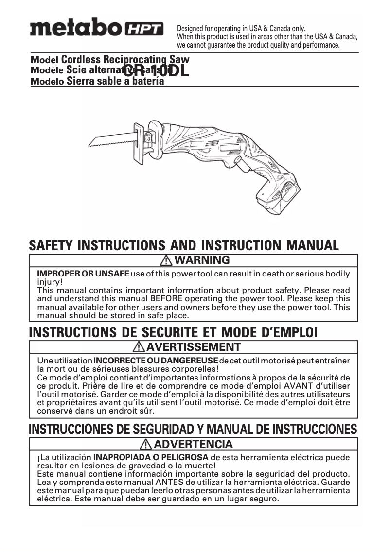 Página 1 del manual Manual de usuario Metabo CR 10DL